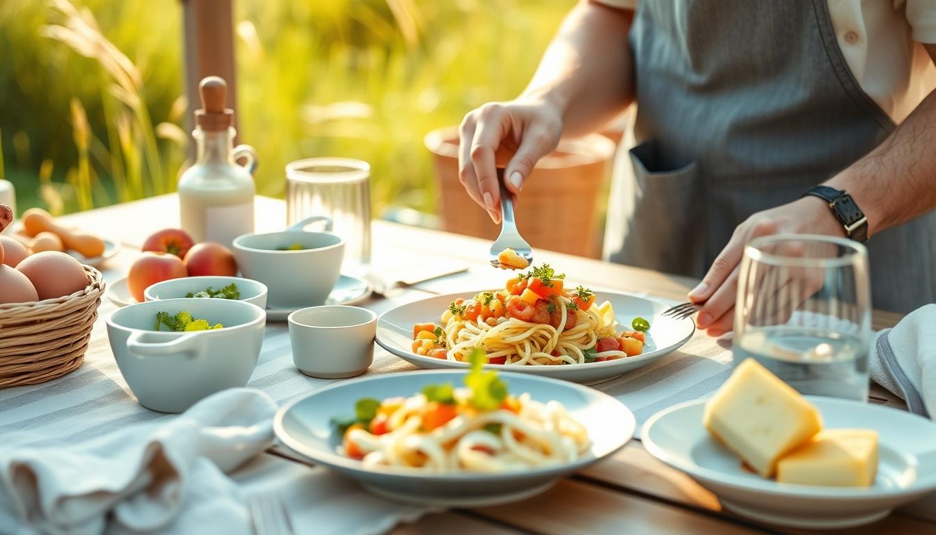 Measured baking ingredients prepared on a counter