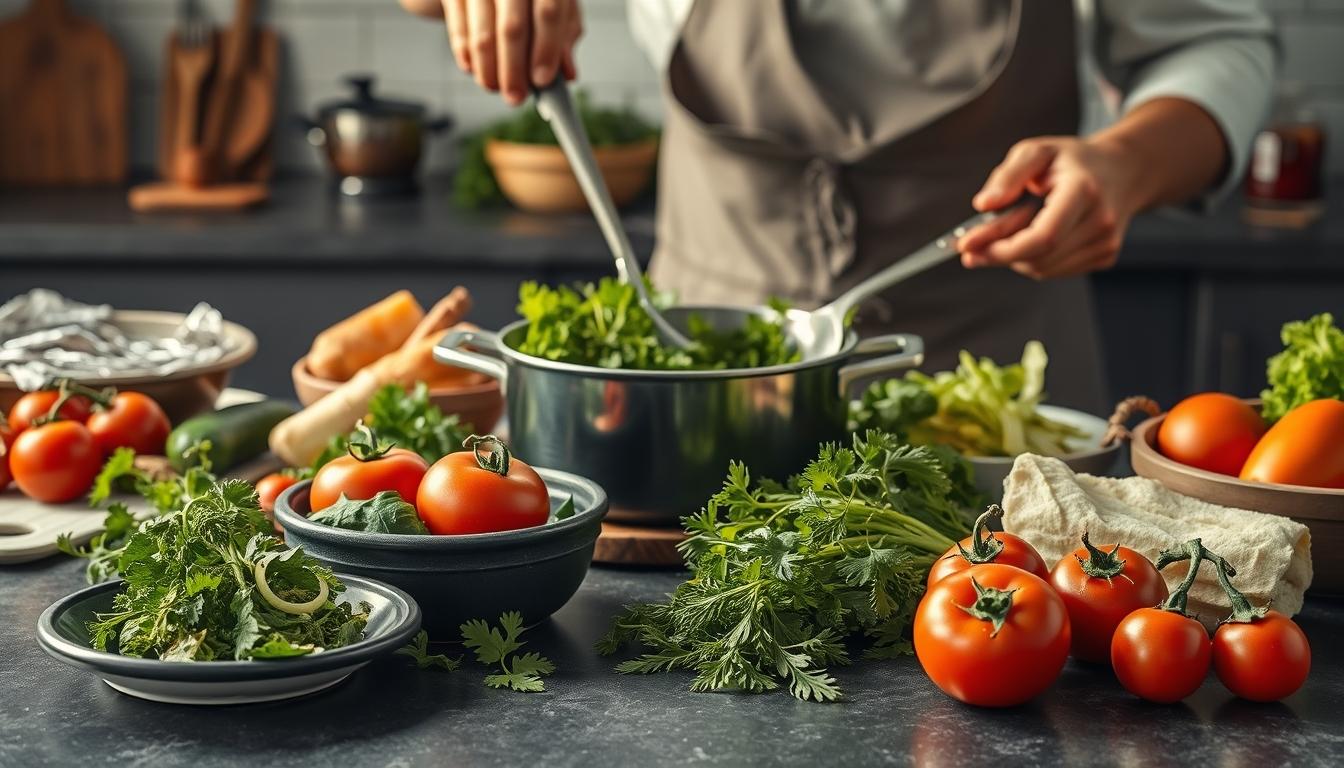 Seasonal meal prepared in a home kitchen