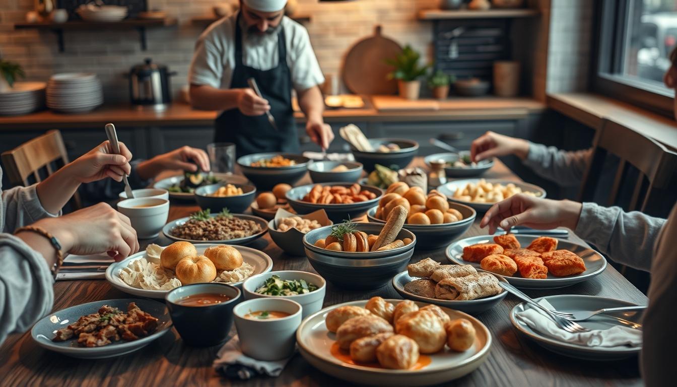 Balanced healthy meal prepared in a home kitchen